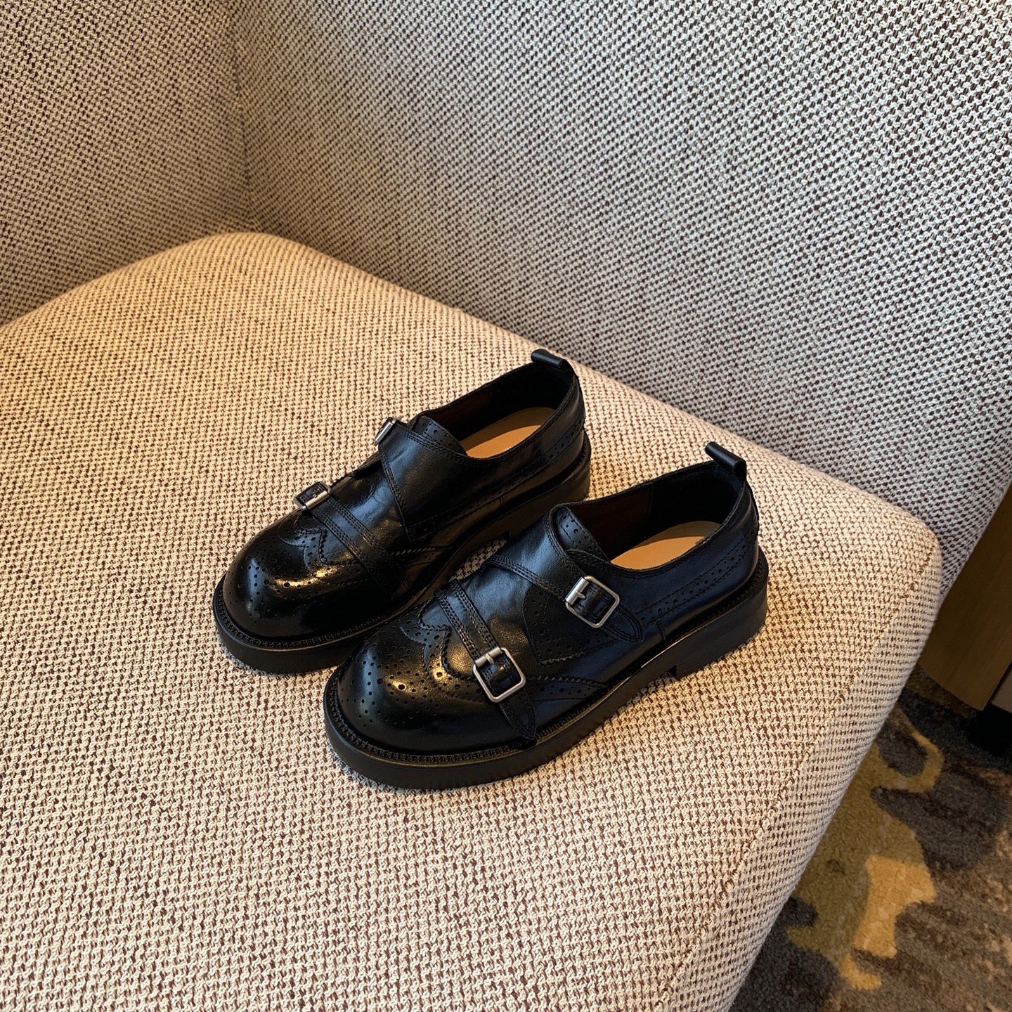 【TFM】2026春季新款英伦风布洛克鞋女黑色皮带扣厚底小皮鞋单鞋,女鞋,牛津鞋/布洛克鞋/德比鞋,淘宝优惠券,粉丝福利购,淘宝优惠卷