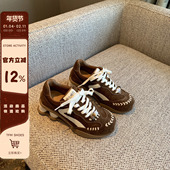 TFM 德训鞋 女2025新款 美拉德复古系带厚底休闲运动鞋 女阿甘鞋