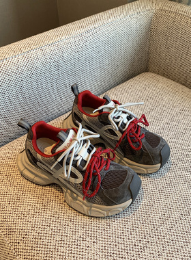 【TFM】老爹鞋女2025新款网面透气超轻厚底增高慢跑运动休闲鞋女