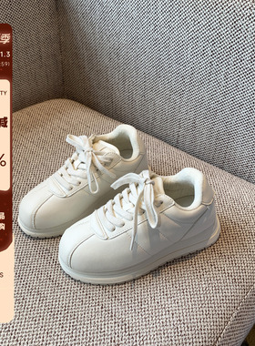 【TFM】厚底加绒德训鞋女新款冬季保暖百搭系带休闲运动鞋小白鞋