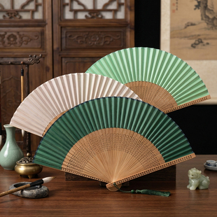 日式和风麻将骨折扇便携随身流苏女扇中国风跳舞旗袍折叠竹扇批发