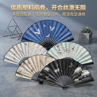 中国风10寸双面古风扇子竹骨手绘折扇古典礼品扇汉服拍照道具折扇