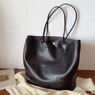 韩系ins复古软皮慵懒风托特包大容量单肩包简约百搭通勤包购物袋
