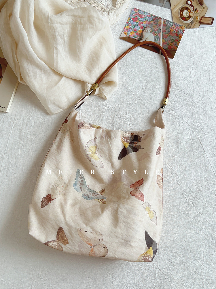 印花棉麻布包文艺单肩包斜挎包