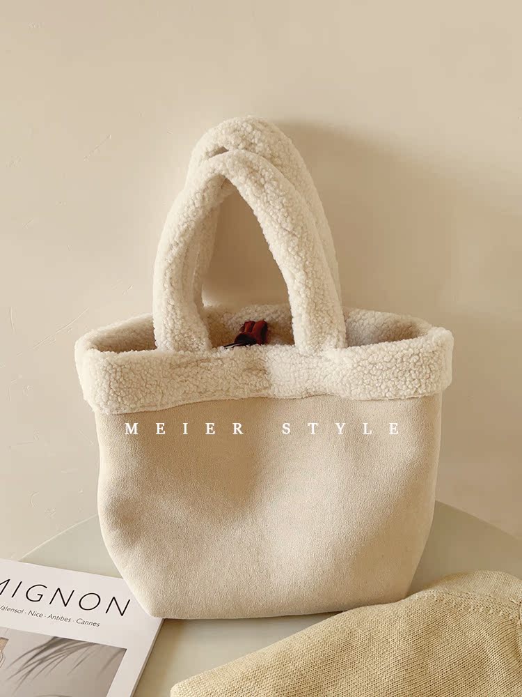 羊羔毛水桶包手提包毛毛包毛绒包
