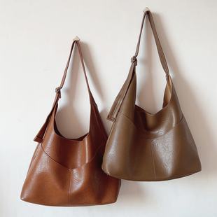 ins复古简约大容量托特包慵懒风单肩斜挎包子母包百搭通勤包2025