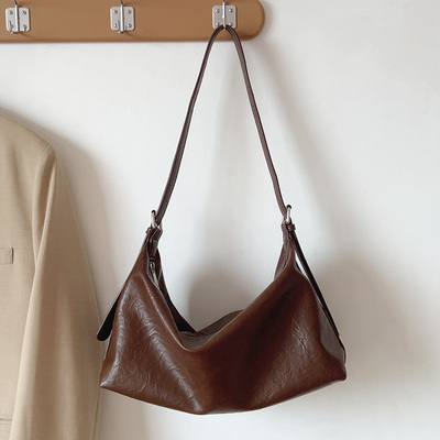 ins复古软皮托特包慵懒风单肩斜挎包简约百搭通勤包2024新款女包