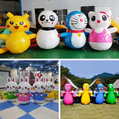皮卡丘蛋仔机器猫充气玩具不倒翁