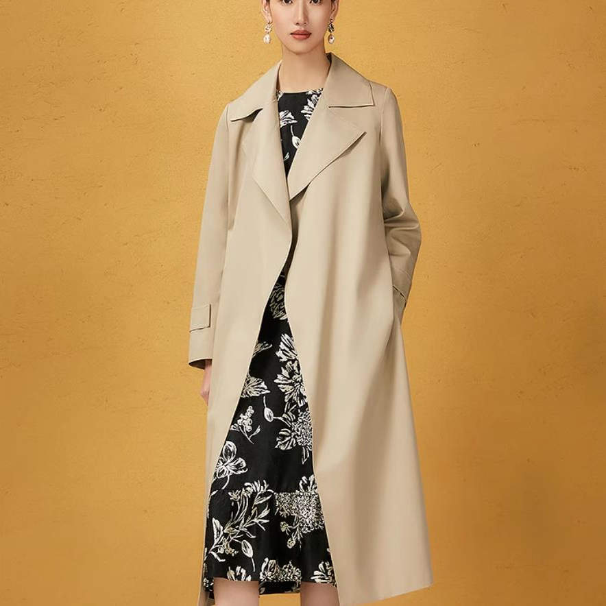 2025秋季新款西装领中长款风衣