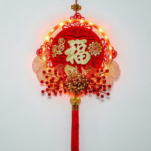 带灯发光花环春节新年装饰挂饰门口过年福字挂件乔迁之喜布置用品