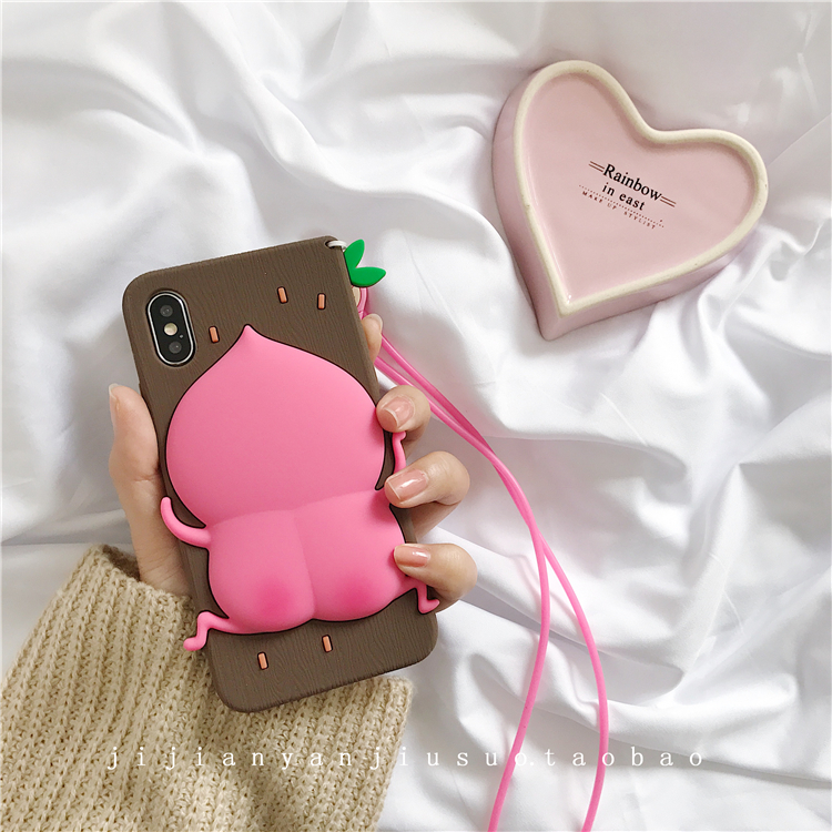 Á¢Ìå¸ã¹Ö·ÛƨÌÒ¾ýiphone8ÊÖ»ú¿Ç Æ»¹û6s/X/7plus¹è½ºÌ׿¨Í¨¹ÒÉþÅ®