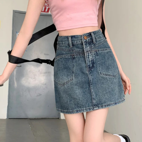 2026新款美式复古牛仔半身裙女夏季高腰设计修身显瘦a字包臀短裙