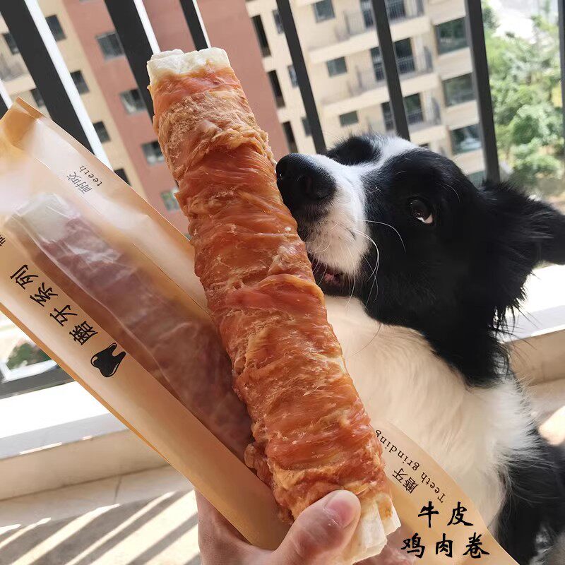 木积汪星猪皮狗咬胶耐咬补钙除口臭鸡肉棒洁狗狗大号零食磨牙肉卷