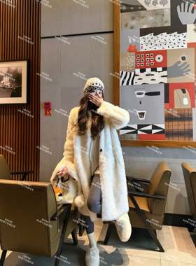 ENFUR | 双重心动 圆领长款托卡皮毛一体皮草外套GG78799