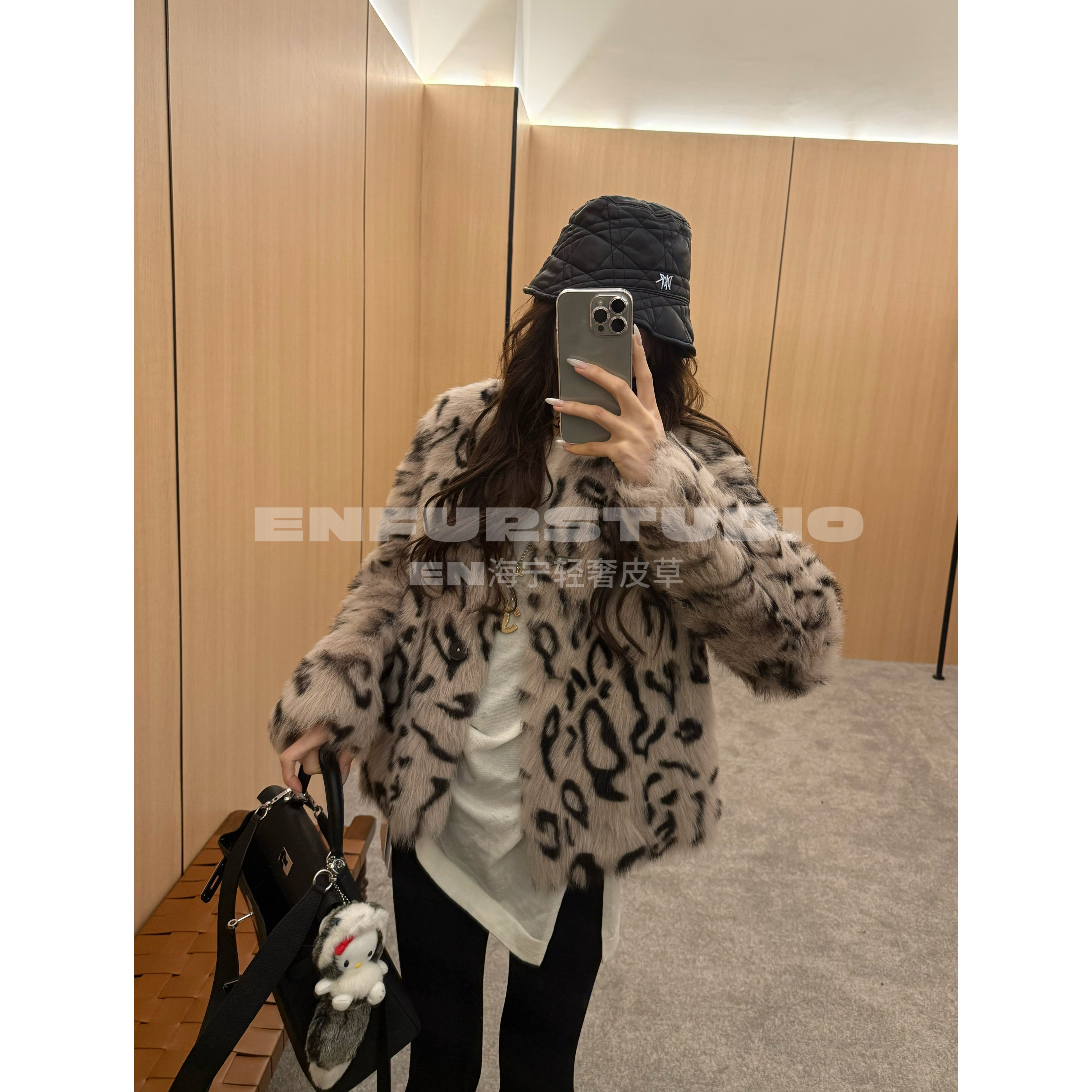 ENFUR | 豹纹奶咖 托斯卡纳皮毛一体皮草外套 GG78117