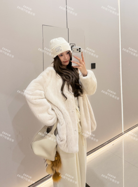 ENFUR | 林语轻裳 皇冠天鹅绒短二圆领水貂皮草外套GG79153