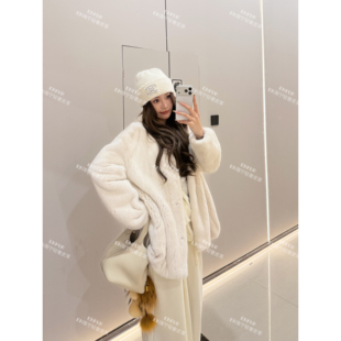 ENFUR | 林语轻裳 皇冠天鹅绒短二圆领水貂皮草外套GG79153