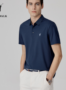 POLOWALK男士短袖夏季新款藏青简约时尚美式体恤男装AM1W42204582