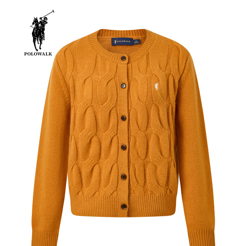 【含羊绒】POLOWALK女式羊毛衫2025冬季新品罗纹圆领舒适羊毛开衫,女装/女士精品,毛针织衫,淘宝优惠券,粉丝福利购,淘宝优惠卷