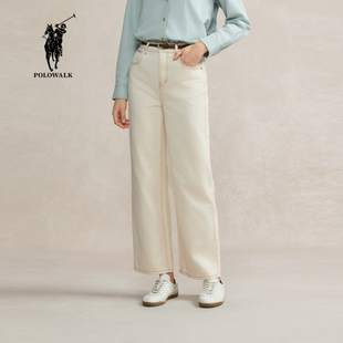 POLOWALK女式牛仔裤2025秋冬新品直筒时尚休闲阔腿裤AG8W53720391