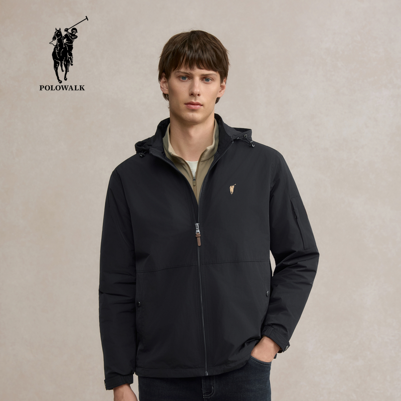 POLOWALK男式夹克2025冬季新品保暖加绒连帽男款外套AK8W54130091