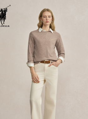 POLOWALK女装2025冬季保罗新品女式圆领直筒款羊毛衫BLFW54520151