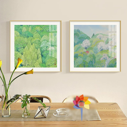 春夏秋冬 野地美树子原木风装饰画日式客厅玄关餐厅挂画定制海报