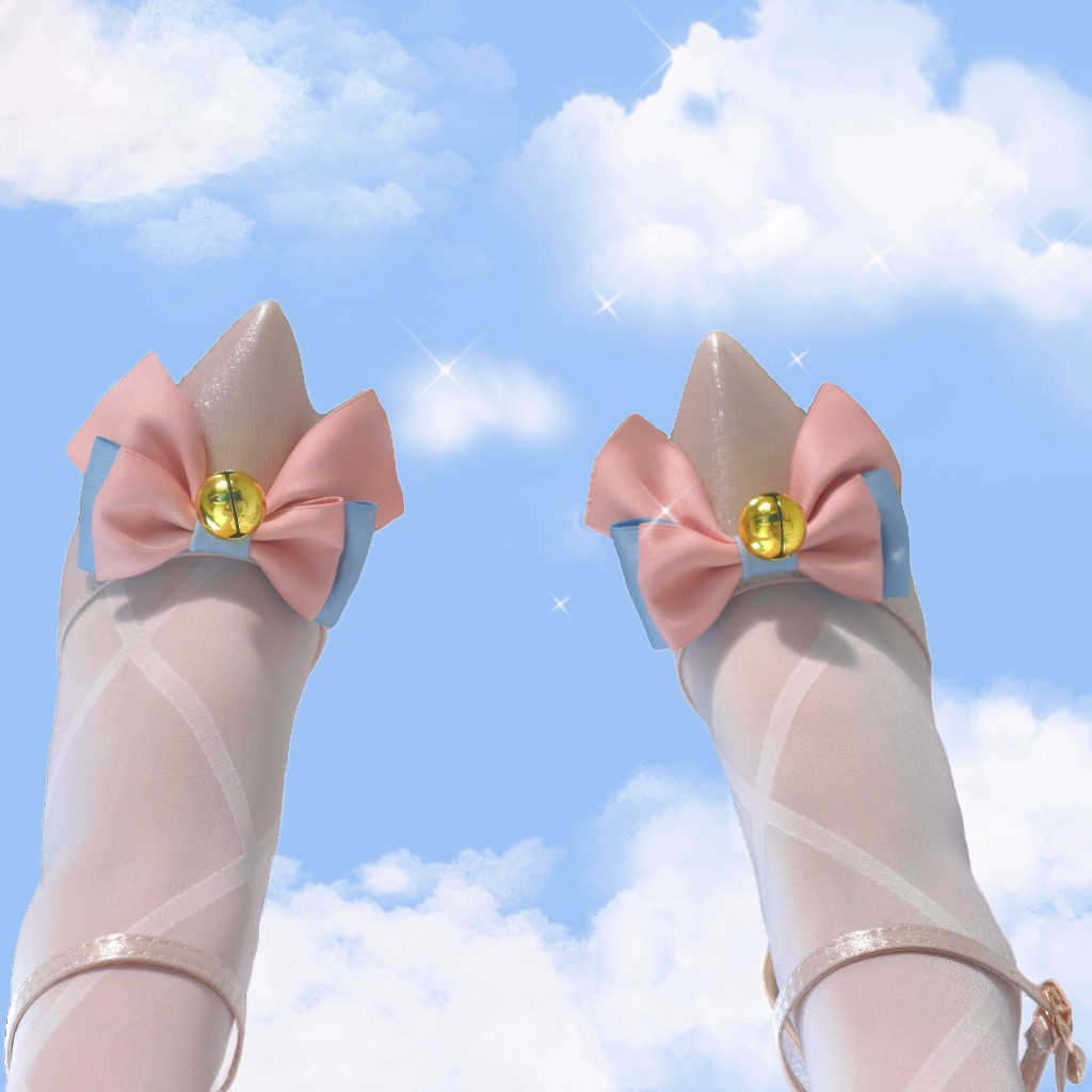 魔法少女手作鞋-马猴烧酒1.0粉色铃铛可爱手作lolita高跟鞋