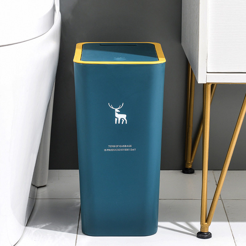 家用弹盖式垃圾桶厨房客厅大号垃圾纸篓卫生间窄缝塑料有盖垃圾筒