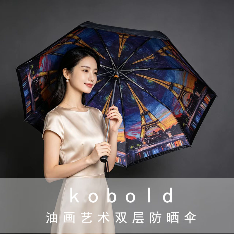 德国黑胶三折轻便防晒遮阳伞图片