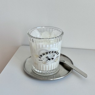 自制小众玻璃杯简约ins风小狗冷萃咖啡杯家用喝水杯子早餐牛奶杯