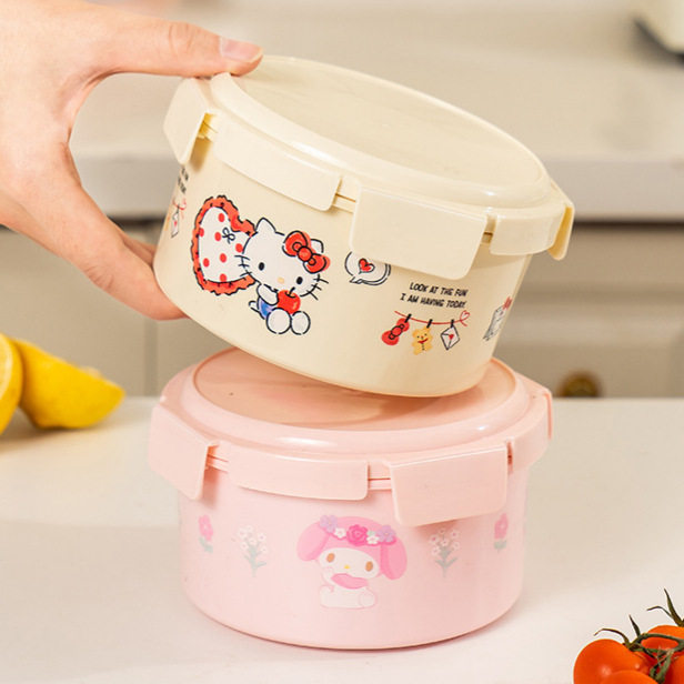伴糖三丽鸥保鲜盒HelloKitty分装罐带盖密封装饭盒便携水果便当盒