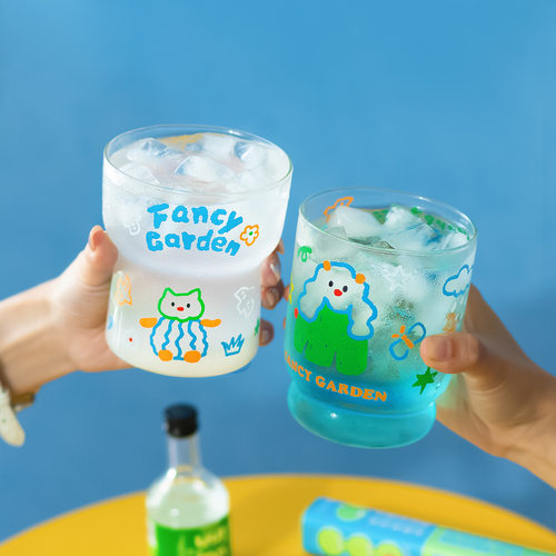Fancy花园玻璃杯可微波牛奶杯夏季果汁冷饮咖啡杯耐高温喝水杯子