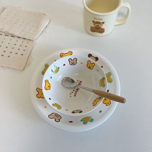 创意早餐盘水果沙拉盘ins风汤盘 卡通动漫盘子高颜值家用菜盘深盘