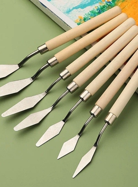 油画棒刮刀尖头肌理画调色刀丙烯水粉颜料挑刀小平头迷你绘画铲刀