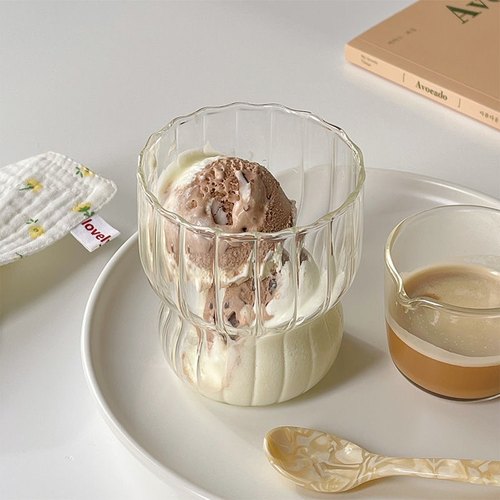 小众ins风胖嘟嘟冰美式咖啡杯牛奶拿铁玻璃杯设计感中古耐热杯子