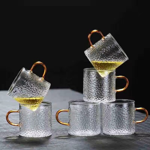 锤纹杯耐热透明带把玻璃功夫茶具
