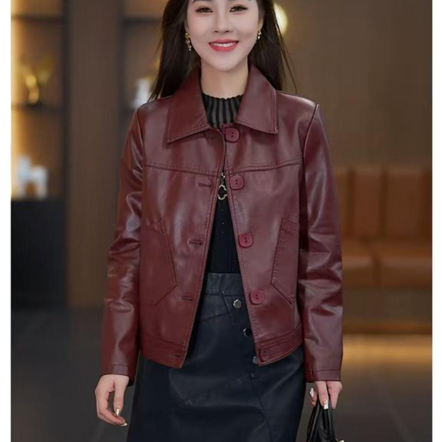 海宁真皮黑色皮衣外套女春秋款