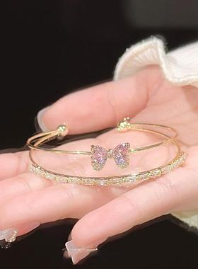 小女孩精美手链手饰双层手镯儿童蝴蝶结水钻可爱学生闺蜜女童公主