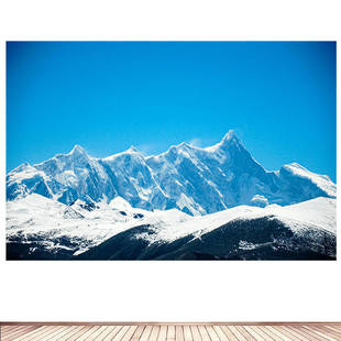 简约现代装饰画南迦巴瓦峰雪山风景画海报客厅房间背景墙贴画5