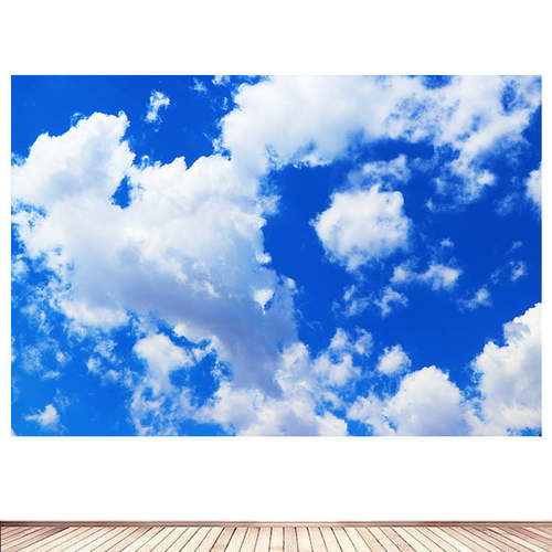 蔚蓝的天空晴天青天蓝天白云客厅卧室墙贴画装饰画青空晴空自粘2