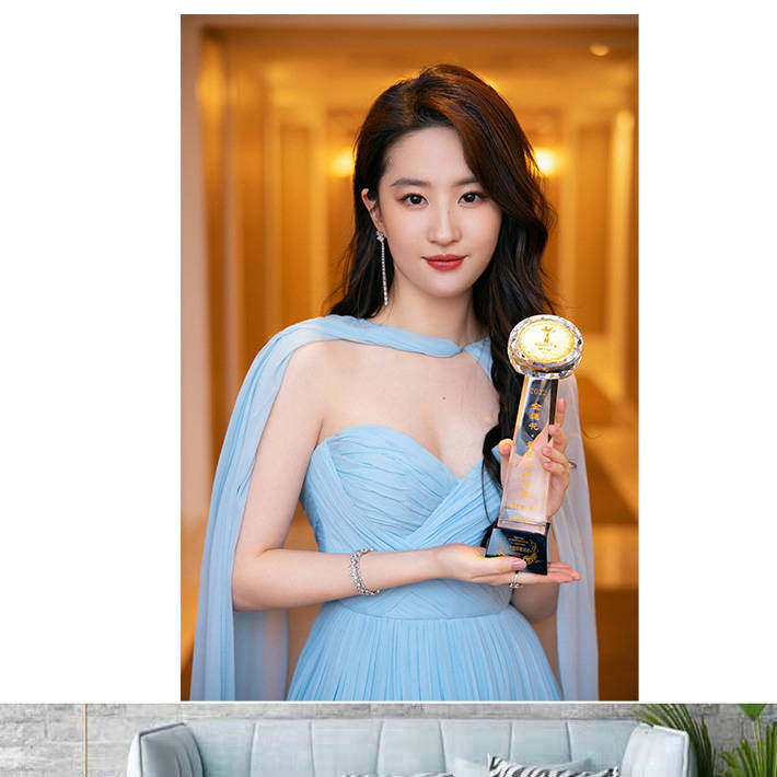 明星海报制作刘亦菲美女写真周边房间卧室背景墙贴画墙画3