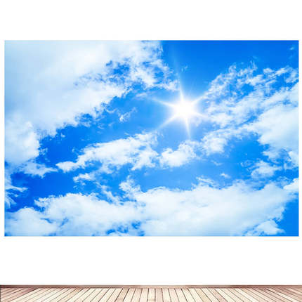 蔚蓝的天空晴天青天蓝天白云客厅卧室墙贴装饰画青空晴空自粘2