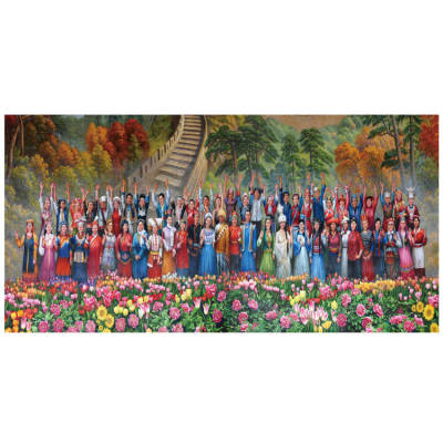中国56个民族服装贴墙画人物像装饰画少数民族大团结挂画壁画海报