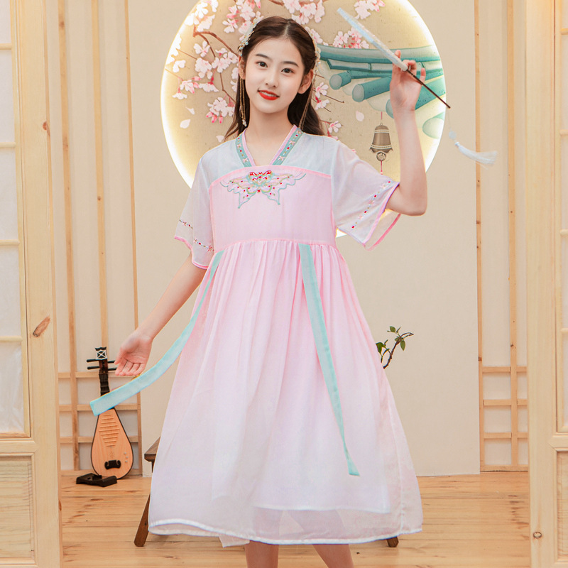2025新款女童汉服连衣裙夏季女孩中国风古装夏襦裙超仙中大童儿童