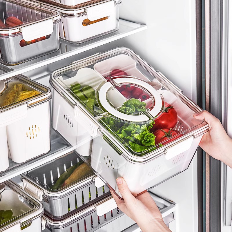 冰箱收纳盒食品级密封有盖子鸡蛋架水果储物专用透明沥水保鲜盒子
