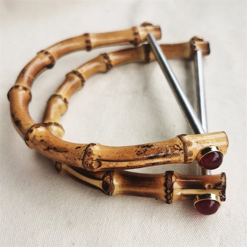 新品4色仿玉扣D型拎环竹节手柄DIY手工编织布艺皮革包配件28元/对