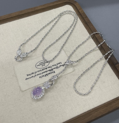 意大利进口工艺S925银镀白金灵蛇万能夹扣钻石链个性百搭小众项链