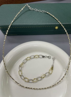 意大利进口双色项圈手链合集 个性小众时尚款精工银饰