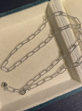 925银镀白金意大利进口工艺方形闪星链 可扣万能扣吊坠百搭款项链